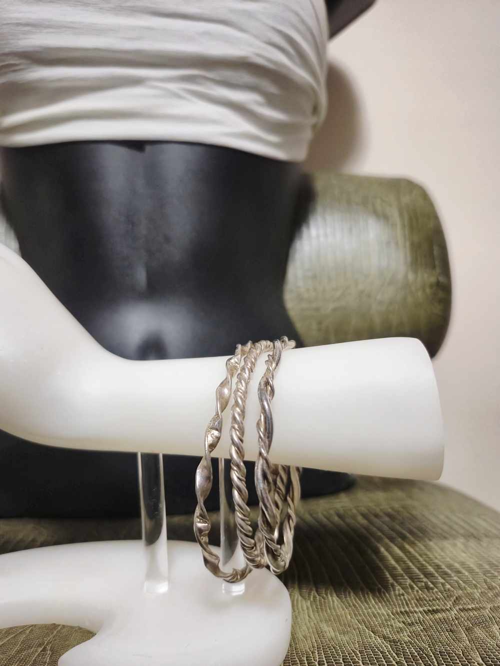 Silver Twist Bangle Set - Silver